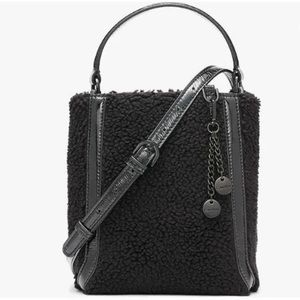 Calvin Klein Astatine Sherpa Triple Compartment Mini Hobo Bag - Black MSRP $178